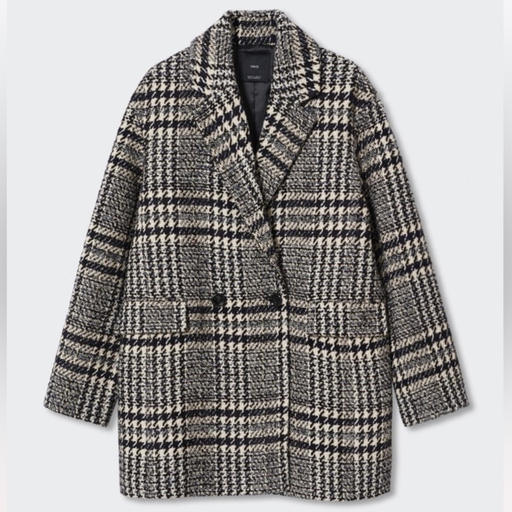 🛍️NWT Mango🛍️ Plaid Wool Blend Coat